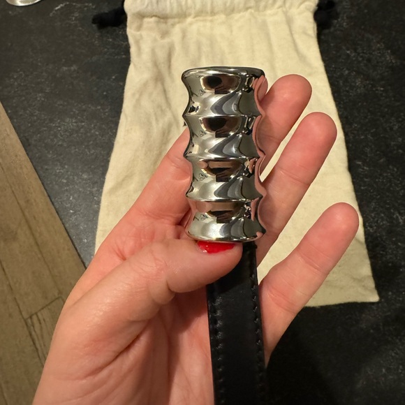 KHAITE Accessories - Khaite Small Julius Belt - Black and Silver